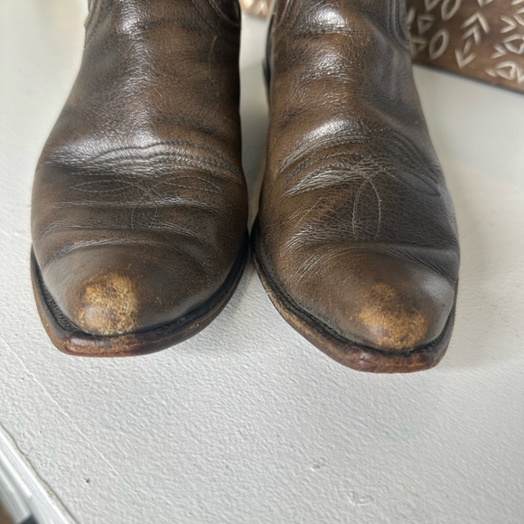 Vintage Frye Aged Brown Leather Western Cowboy Boots Women's - Size 7.5 - Picture 4 of 9